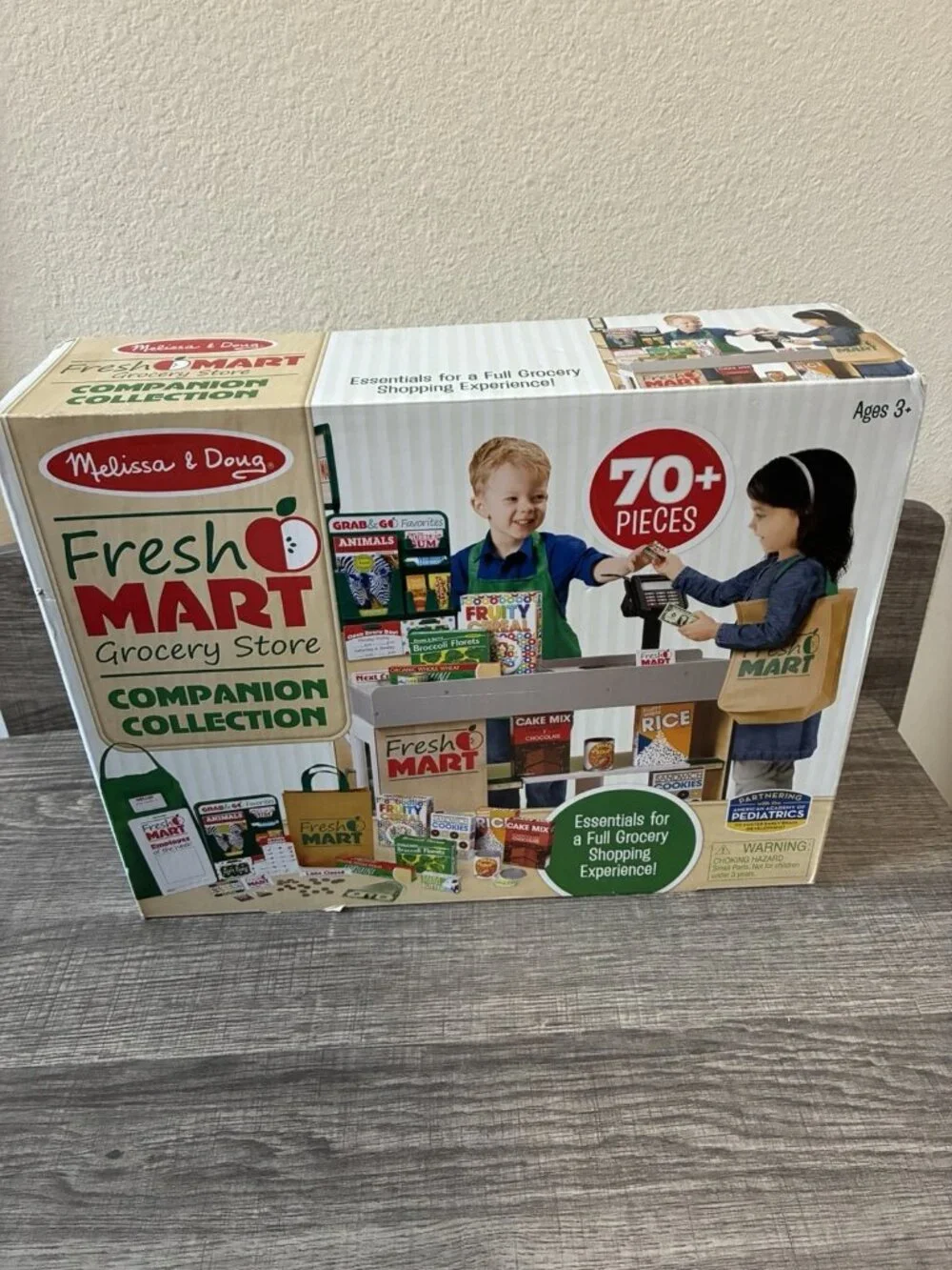 Melissa & Doug Fresh Mart Grocery Store Play Food and Role Play Companion Set